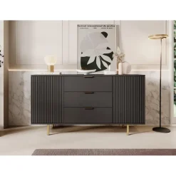 Meubella - Dressoir Nicola - Mat zwart - 150 cm Online
