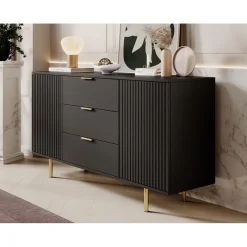 Meubella - Dressoir Nicola - Mat zwart - 150 cm Online