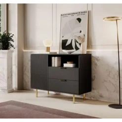 Meubella - Dressoir Nicola - Mat zwart - 107 cm Hot