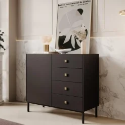 Meubella - Dressoir Norment - Zwart - 100 cm Outlet