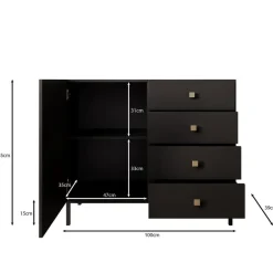 Meubella - Dressoir Norment - Zwart - 100 cm Outlet