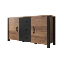 Meubella - Dressoir Olivia - Zwart - Eiken - 147 cm Online