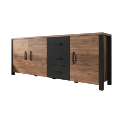 Meubella - Dressoir Olivia - Zwart - Eiken - 192 cm Outlet