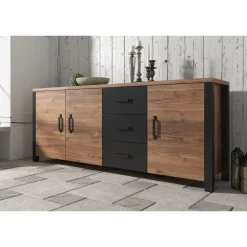 Meubella - Dressoir Olivia - Zwart - Eiken - 192 cm Outlet