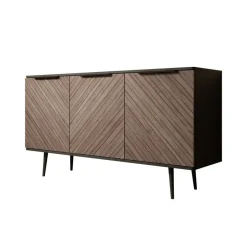 Meubella - Dressoir Pedro - Donker eiken - Zwart eiken - 150 cm Outlet