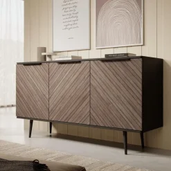 Meubella - Dressoir Pedro - Donker eiken - Zwart eiken - 150 cm Outlet