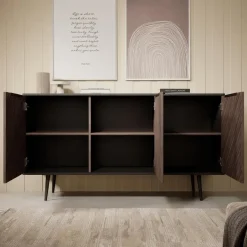 Meubella - Dressoir Pedro - Donker eiken - Zwart eiken - 150 cm Outlet