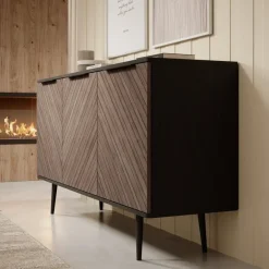 Meubella - Dressoir Pedro - Donker eiken - Zwart eiken - 150 cm Outlet