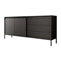 Meubella - Dressoir Saran - Mat zwart - 187 cm New