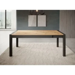 Meubella - Eetkamertafel Acapulco - Eiken - Zwart - 240 cm - Uitschuifbaar Sale