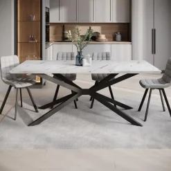 Meubella - Eetkamertafel Faithley - Wit marmerlook - 190 cm Best