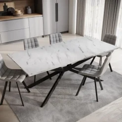 Meubella - Eetkamertafel Faithley - Wit marmerlook - 190 cm Best