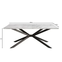 Meubella - Eetkamertafel Faithley - Wit marmerlook - 190 cm Best