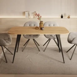 Meubella - Eetkamertafel Flix - Eiken - 160 cm - Uitschuifbaar New