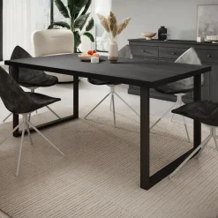 Meubella - Eetkamertafel Vince - Zwart eiken - 180 cm Hot