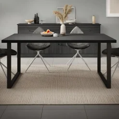 Meubella - Eetkamertafel Vince - Zwart eiken - 180 cm Hot