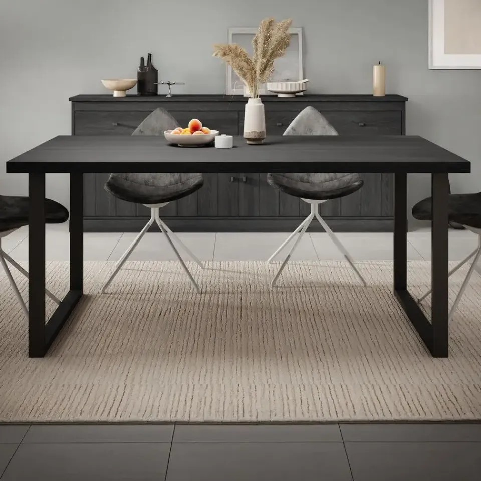 Meubella - Eetkamertafel Vince - Zwart eiken - 180 cm Hot