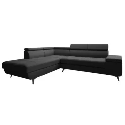 Meubella - Hoekbank Destiny - Zwart - Stof - Links Sale