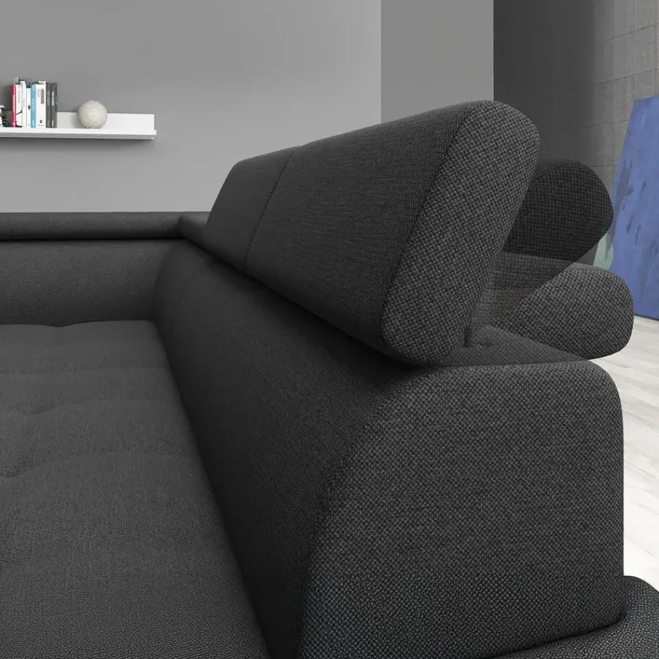 Meubella - Hoekbank Destiny - Zwart - Stof - Links Sale