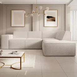 Meubella - Hoekbank Monet - Beige - Teddystof - Boucle - Rechts Outlet