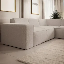 Meubella - Hoekbank Monet - Beige - Teddystof - Boucle - Rechts Outlet