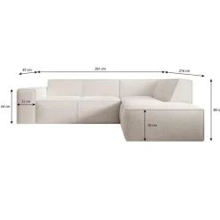 Meubella - Hoekbank Monet - Beige - Teddystof - Boucle - Rechts Outlet