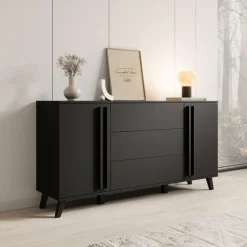 Meubella - Hydra - Dressoir - Zwart - 150x40x78 cm
