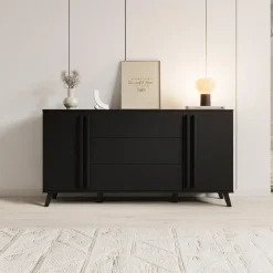 Meubella - Hydra - Dressoir - Zwart - 150x40x78 cm