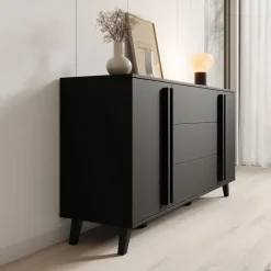 Meubella - Hydra - Dressoir - Zwart - 150x40x78 cm