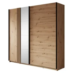 Meubella - Kledingkast Adyson - Eiken - 220 cm - Met spiegel Clearance
