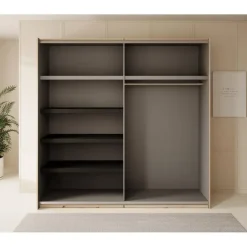 Meubella - Kledingkast Adyson - Eiken - 220 cm - Met spiegel Clearance