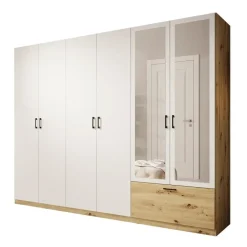 Meubella - Kledingkast Audrey - Wit - 270 cm - Met spiegel Best