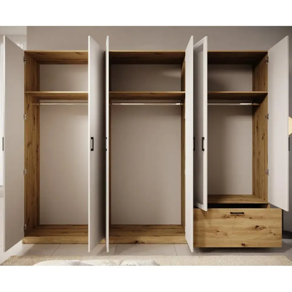 Meubella - Kledingkast Audrey - Wit - 270 cm - Met spiegel Best