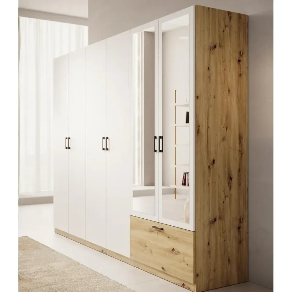 Meubella - Kledingkast Audrey - Wit - 270 cm - Met spiegel Best