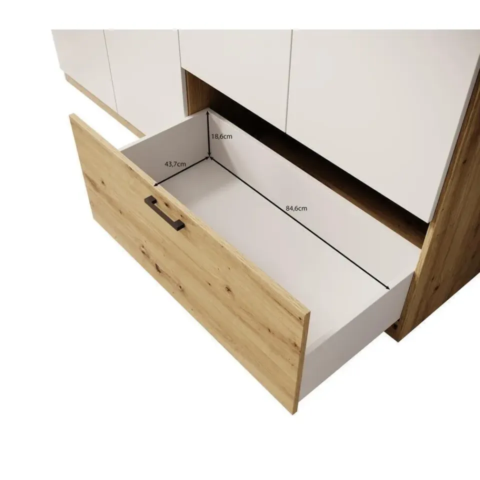 Meubella - Kledingkast Audrey - Wit - 270 cm - Met spiegel Best