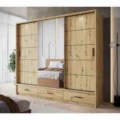 Meubella - Kledingkast Autumn - Eiken - 250 cm - Met spiegel Sale