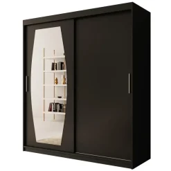 Meubella - Kledingkast Azai - Zwart - 180 cm - Met spiegel Outlet