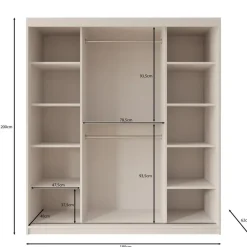 Meubella - Kledingkast Azai - Zwart - 180 cm - Met spiegel Outlet