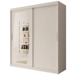 Meubella - Kledingkast Azai - Wit - 180 cm - Met spiegel Online