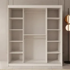 Meubella - Kledingkast Azai - Wit - 180 cm - Met spiegel Online