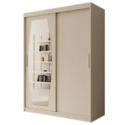 Meubella - Kledingkast Azai - Beige - 150 cm - Met spiegel Discount