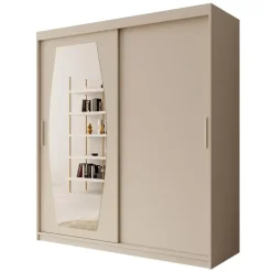 Meubella - Kledingkast Azai - Beige - 180 cm - Met spiegel New