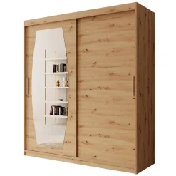 Meubella - Kledingkast Azai - Eiken - 180 cm - Met spiegel Sale