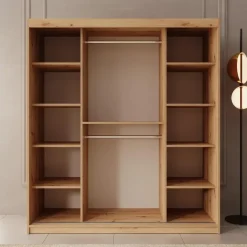 Meubella - Kledingkast Azai - Eiken - 180 cm - Met spiegel Sale