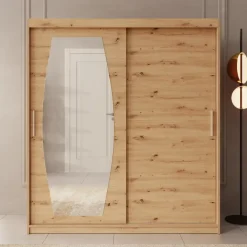 Meubella - Kledingkast Azai - Eiken - 180 cm - Met spiegel Sale