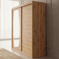 Meubella - Kledingkast Azai - Eiken - 180 cm - Met spiegel Sale