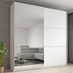 Meubella - Kledingkast Azrael - Wit - 200 cm - Met spiegel Hot
