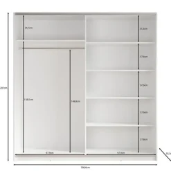 Meubella - Kledingkast Azrael - Grijs - 200 cm Discount