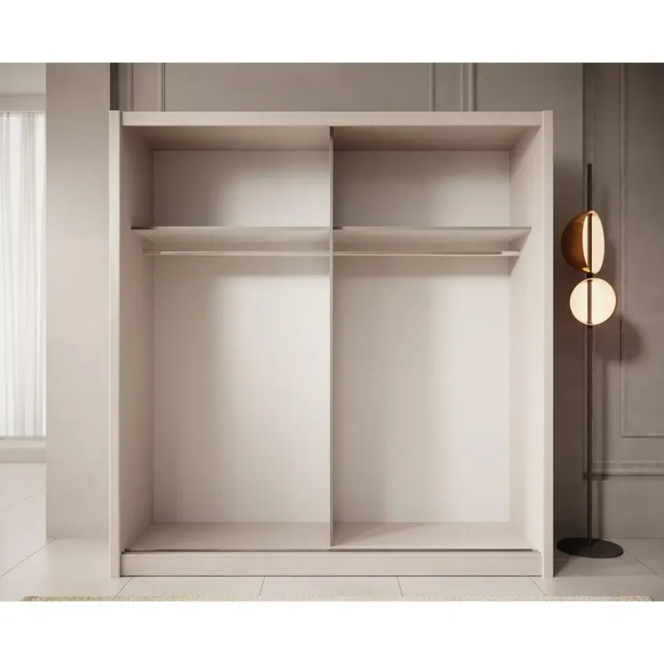 Meubella - Kledingkast Azul - Beige - 205 cm - Met spiegel Clearance