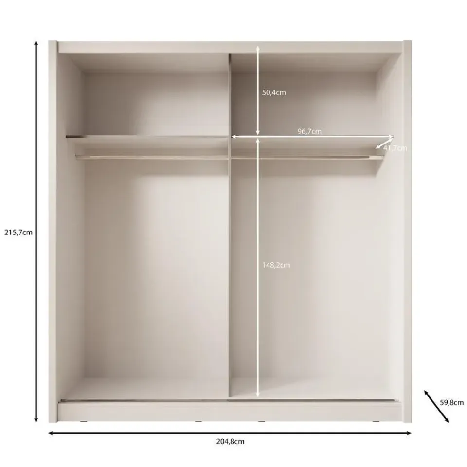 Meubella - Kledingkast Azul - Beige - 205 cm - Met spiegel Clearance